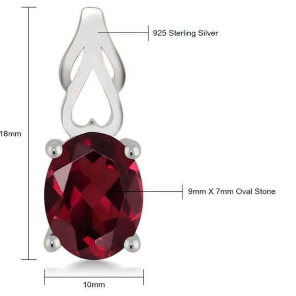 925 Sterling Silver with 4.00 Cttw Rhodolite Garnet Oval Post Back Drop Earrings - Picture 4 of 4